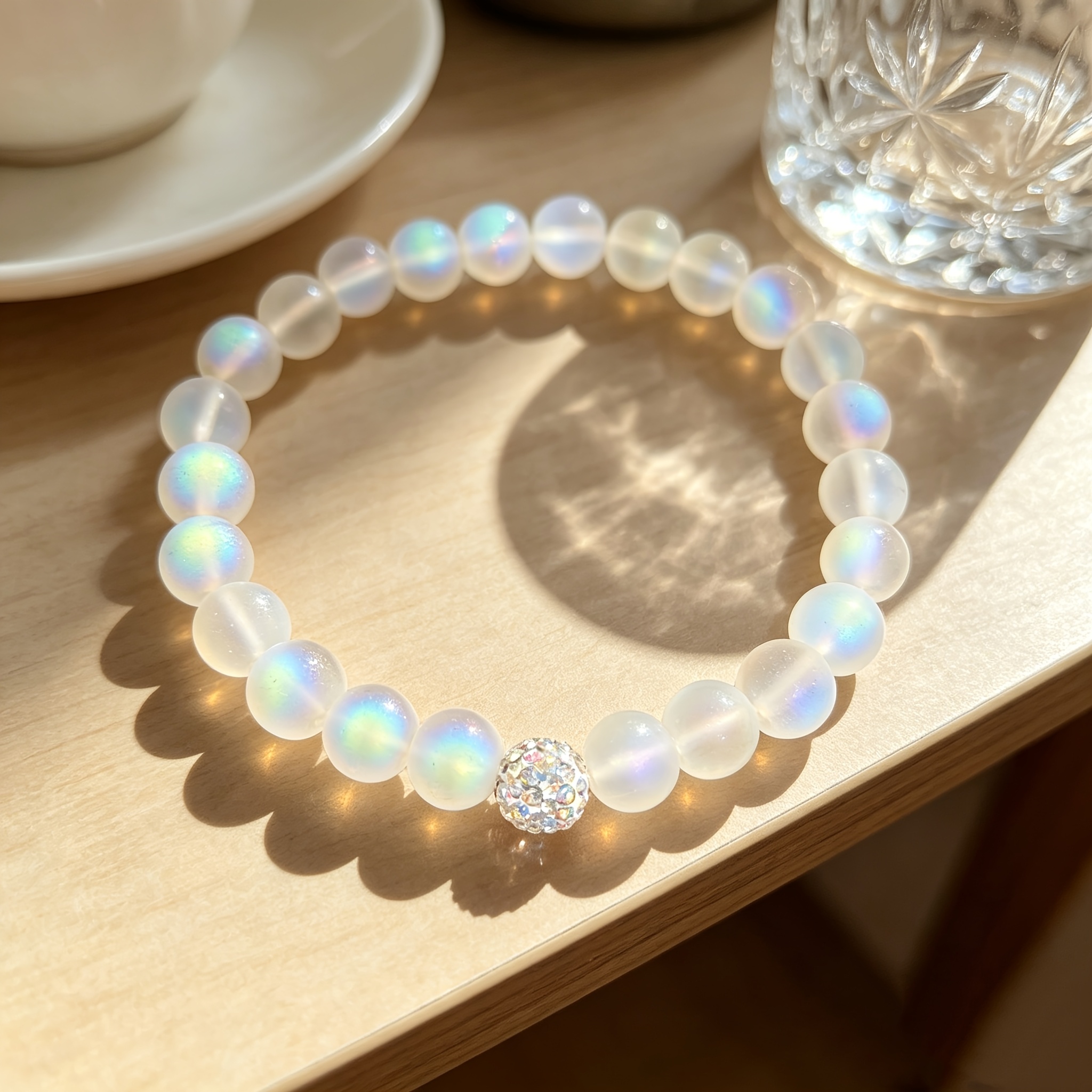Couple's 1pc Multicolor Frosted Moonstone Beaded Bracelet